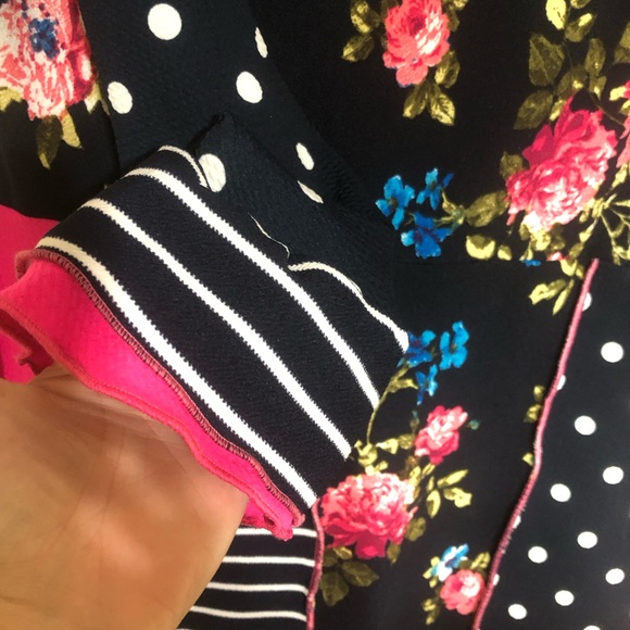 Floral and Polka Dot Asymmetrical Top - Picture 2 of 4